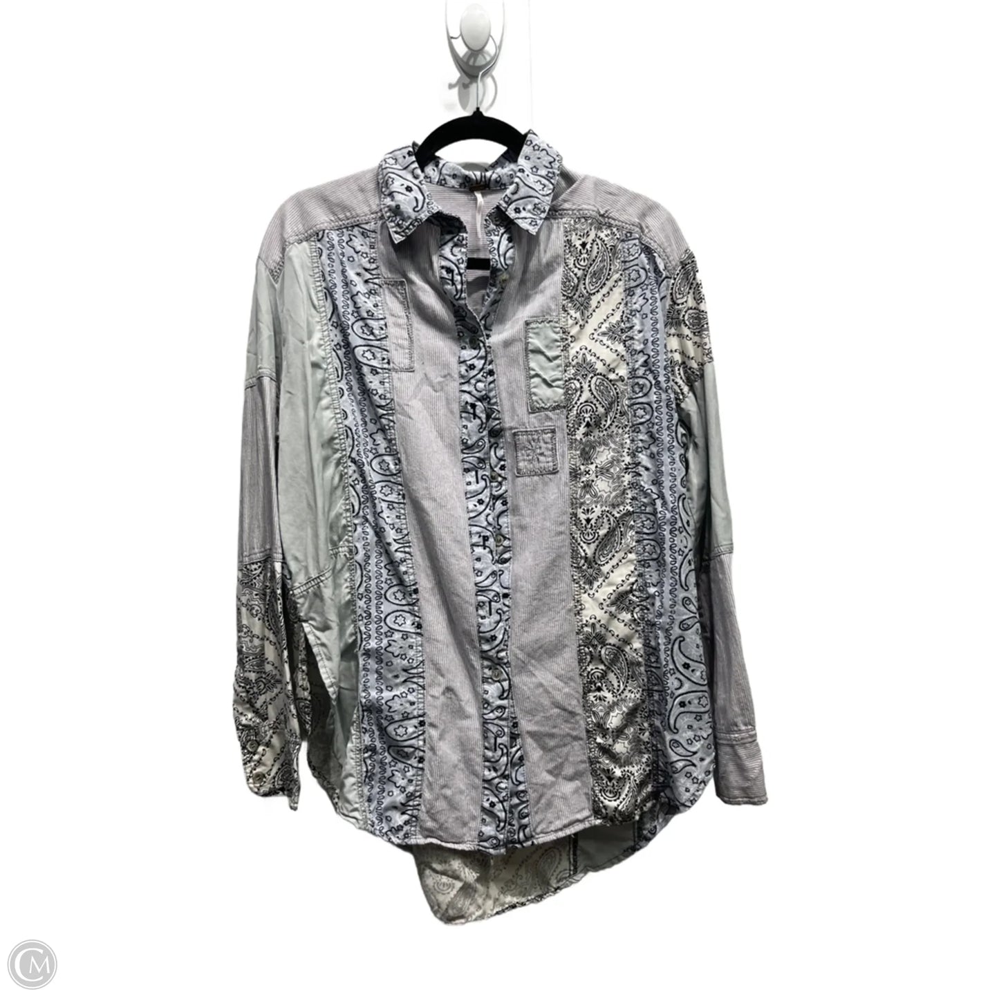 Tunic Long Sleeve By Free People In Grey & White, Size: S