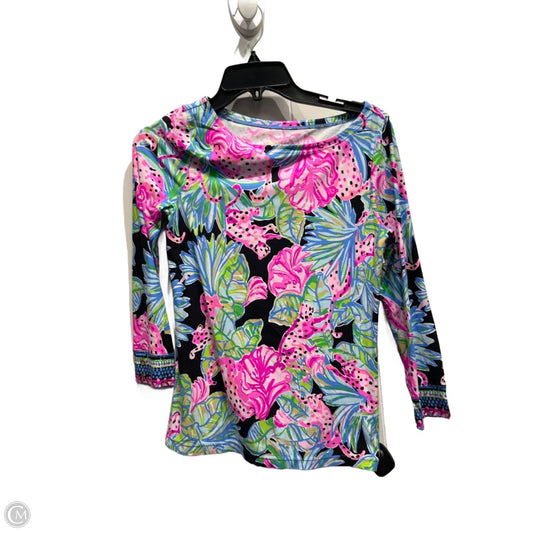 Top Long Sleeve Designer By Lilly Pulitzer In Black & Pink, Size: Xs