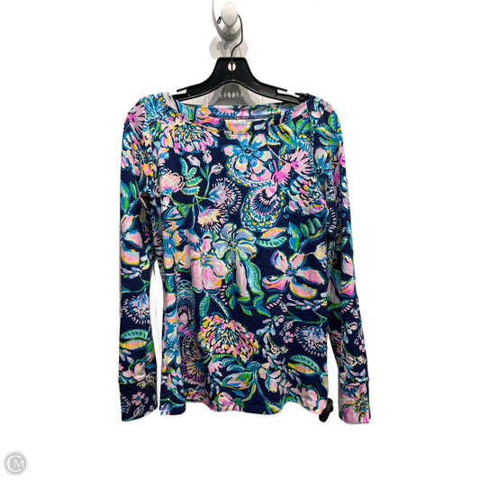 Top Long Sleeve Designer By Lilly Pulitzer In Blue & Pink, Size: S