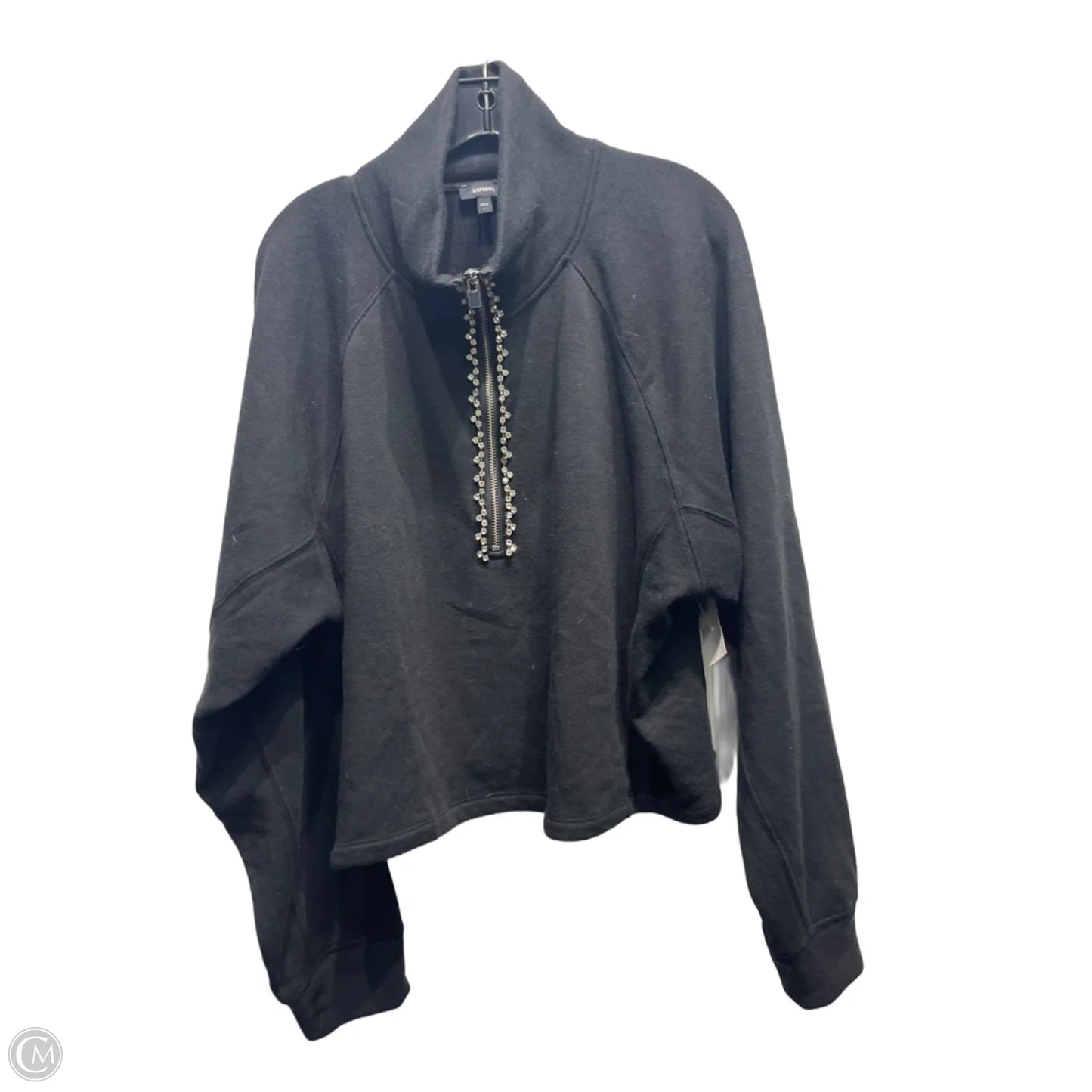 Top Long Sleeve By Express In Black & Silver, Size: L
