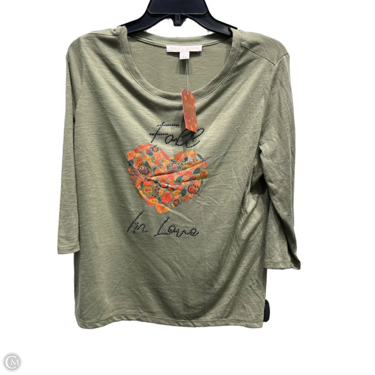 Top 3/4 Sleeve By magical season In Green & Orange, Size: L