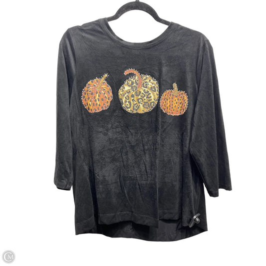 Top 3/4 Sleeve by magical season  In Brown & Orange, Size: 1x