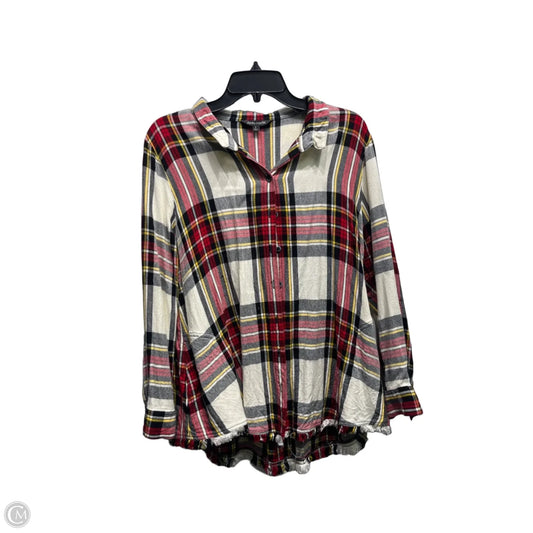 Top Long Sleeve By John Mark In Cream & Red, Size: L