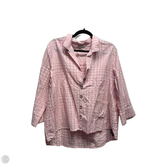 Top 3/4 Sleeve By Habitat In Pink & White, Size: M