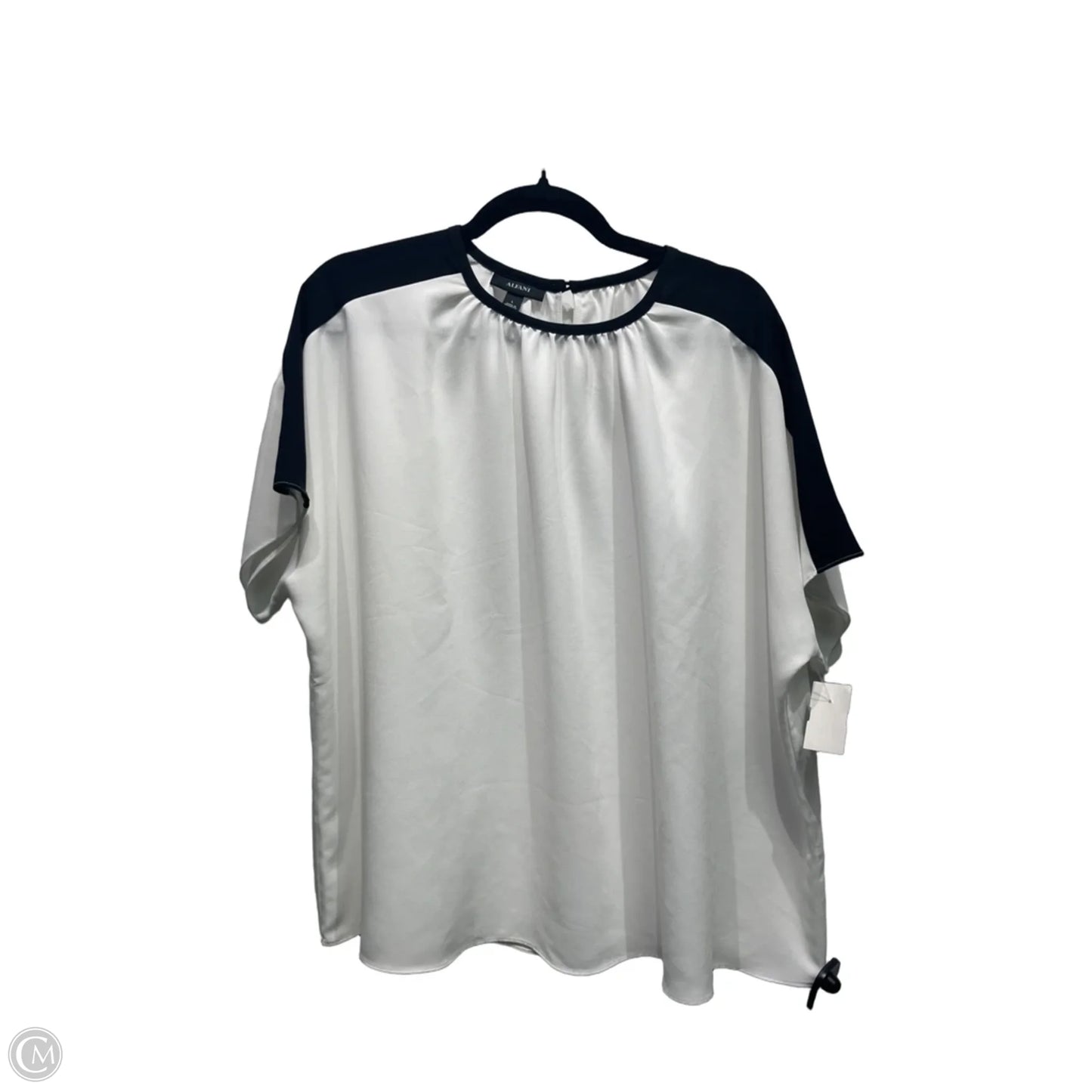 Top Short Sleeve By Alfani In Black & White, Size: L