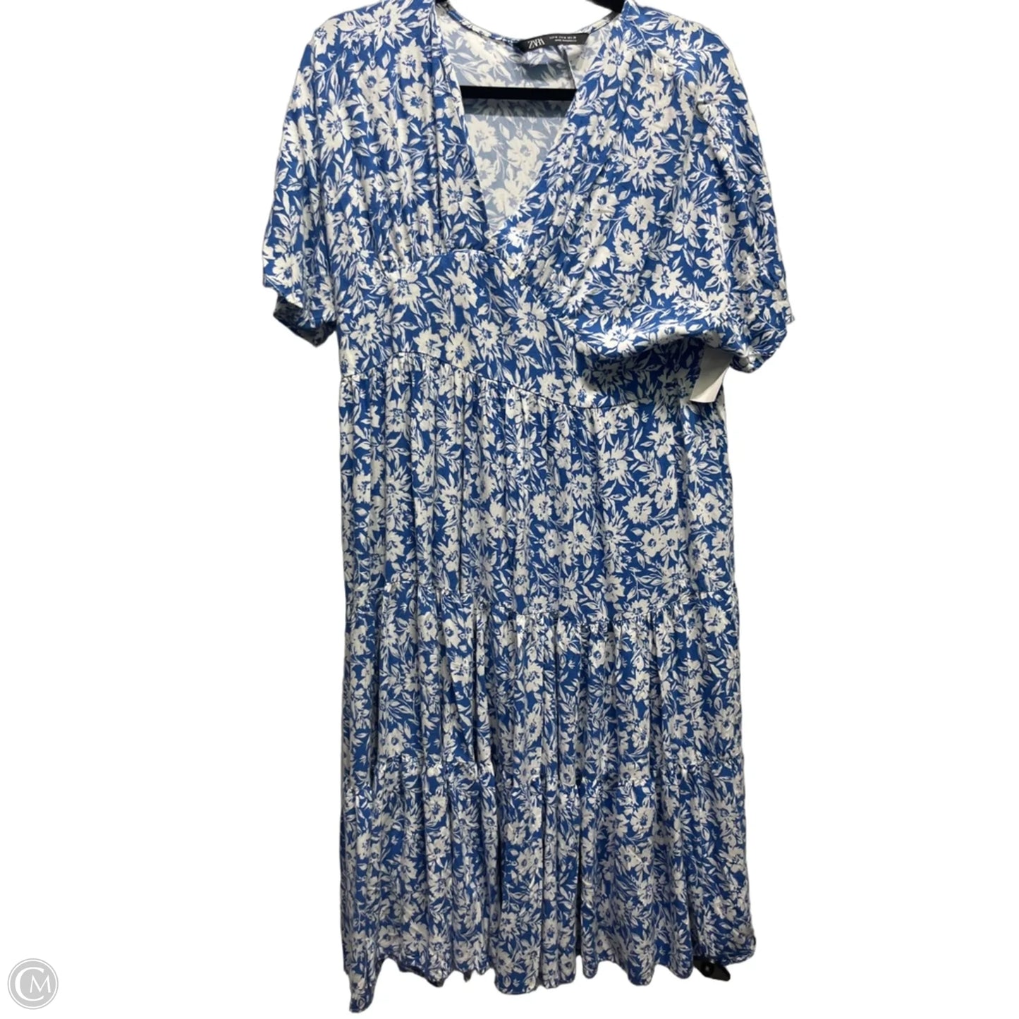 Dress Casual Short By Zara In Blue & White, Size: M
