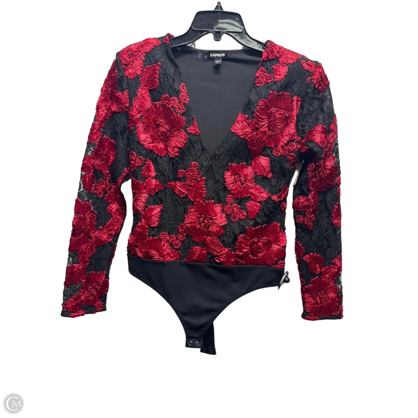 Bodysuit By Express In Black & Red, Size: M