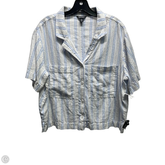 Top Short Sleeve By Buffalo David Bitton In Blue & White, Size: L