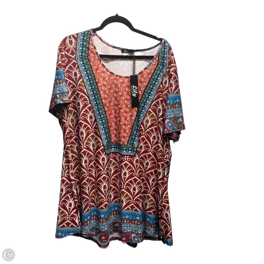 Tunic Short Sleeve By Lily In Cream & Orange, Size: 3x