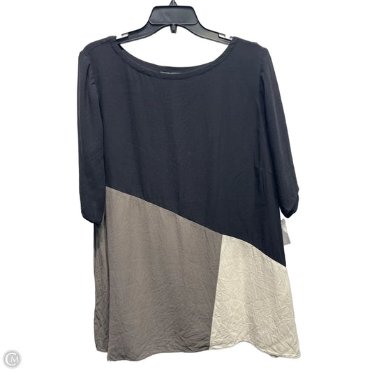 Top Short Sleeve By Eileen Fisher In Black & Tan, Size: 1x