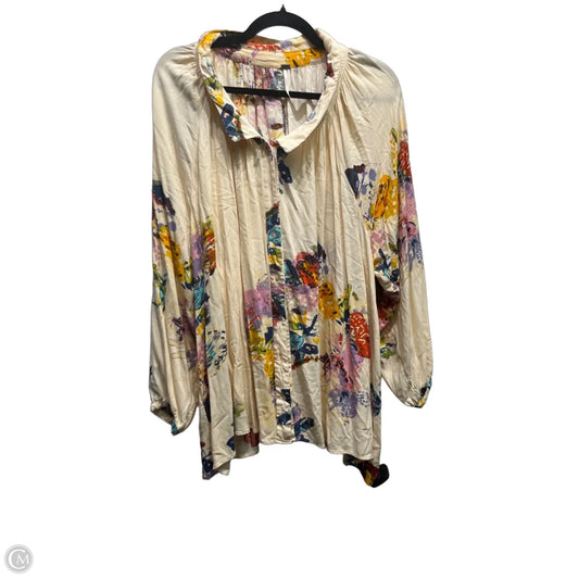 Top Long Sleeve By Free People In Cream & Yellow, Size: M