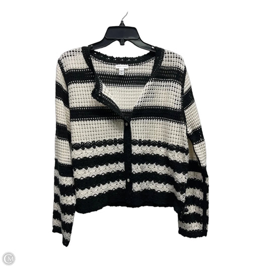 Sweater Cardigan By Tribal In Black & White, Size: M