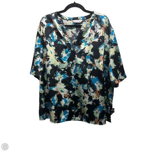 Top Short Sleeve By Nine West Apparel In Black & Blue, Size: 2x