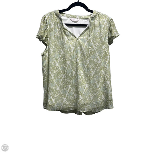 Top Short Sleeve By Lc Lauren Conrad In Green & White, Size: Xl