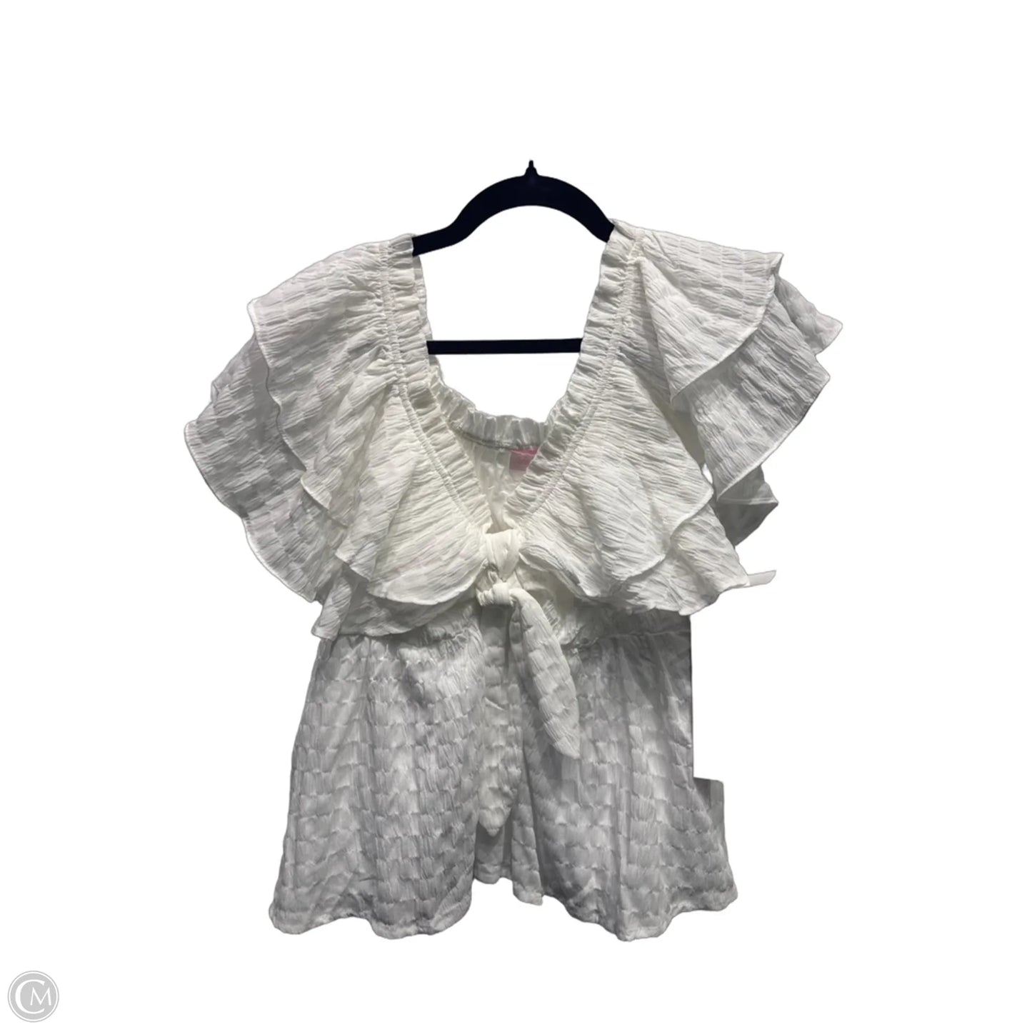 Top Short Sleeve By Pink Lily In White, Size: L
