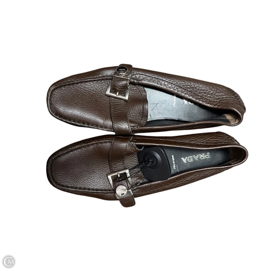 Shoes Luxury Designer By Prada In Brown, Size: 8.5