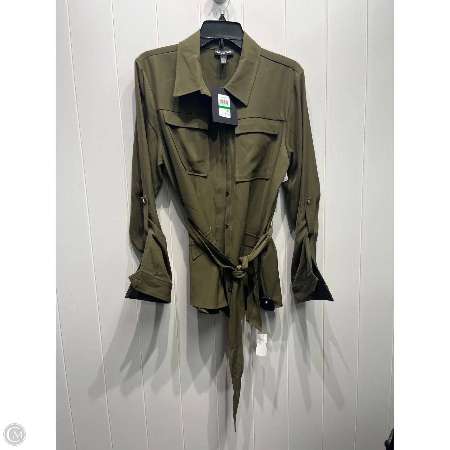 Blouse Designer By Halston In Green, Size: L