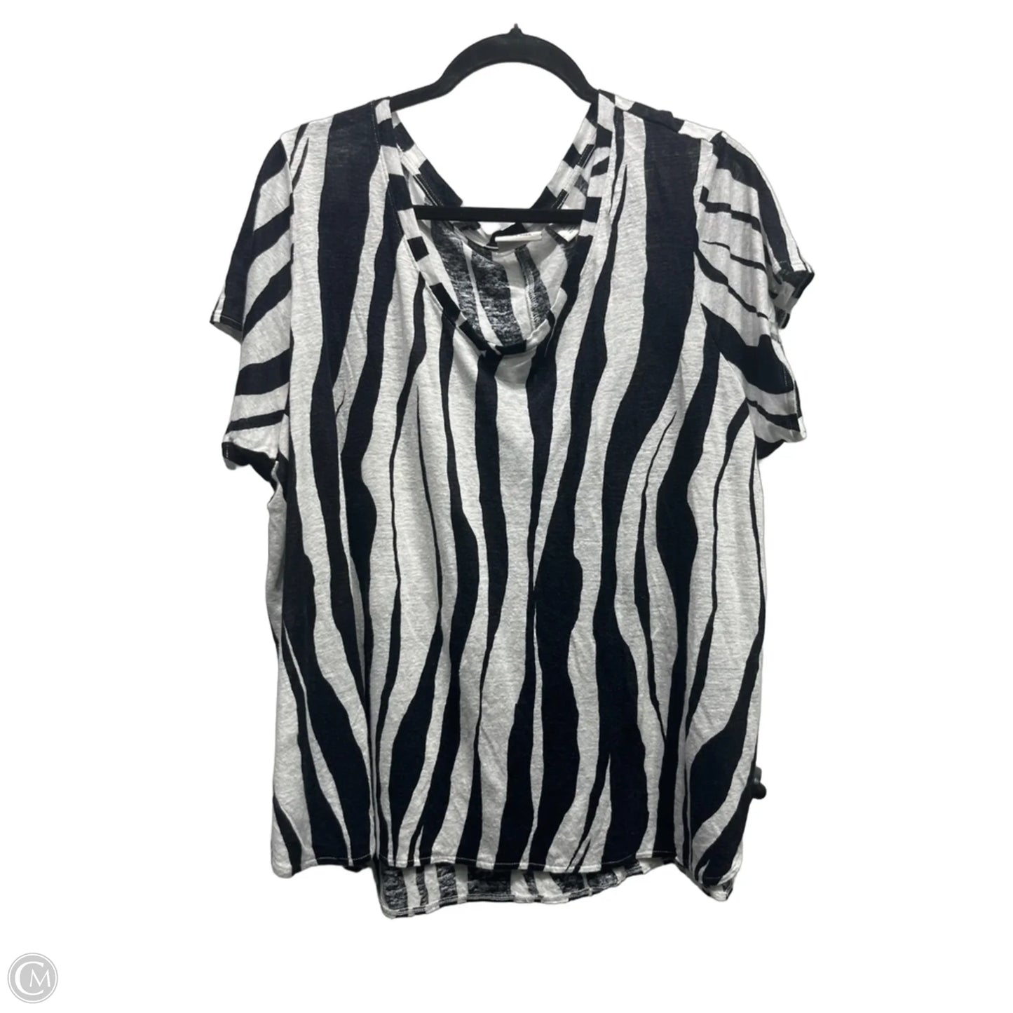 Top Short Sleeve By Rachel Zoe In Black & White, Size: 2x