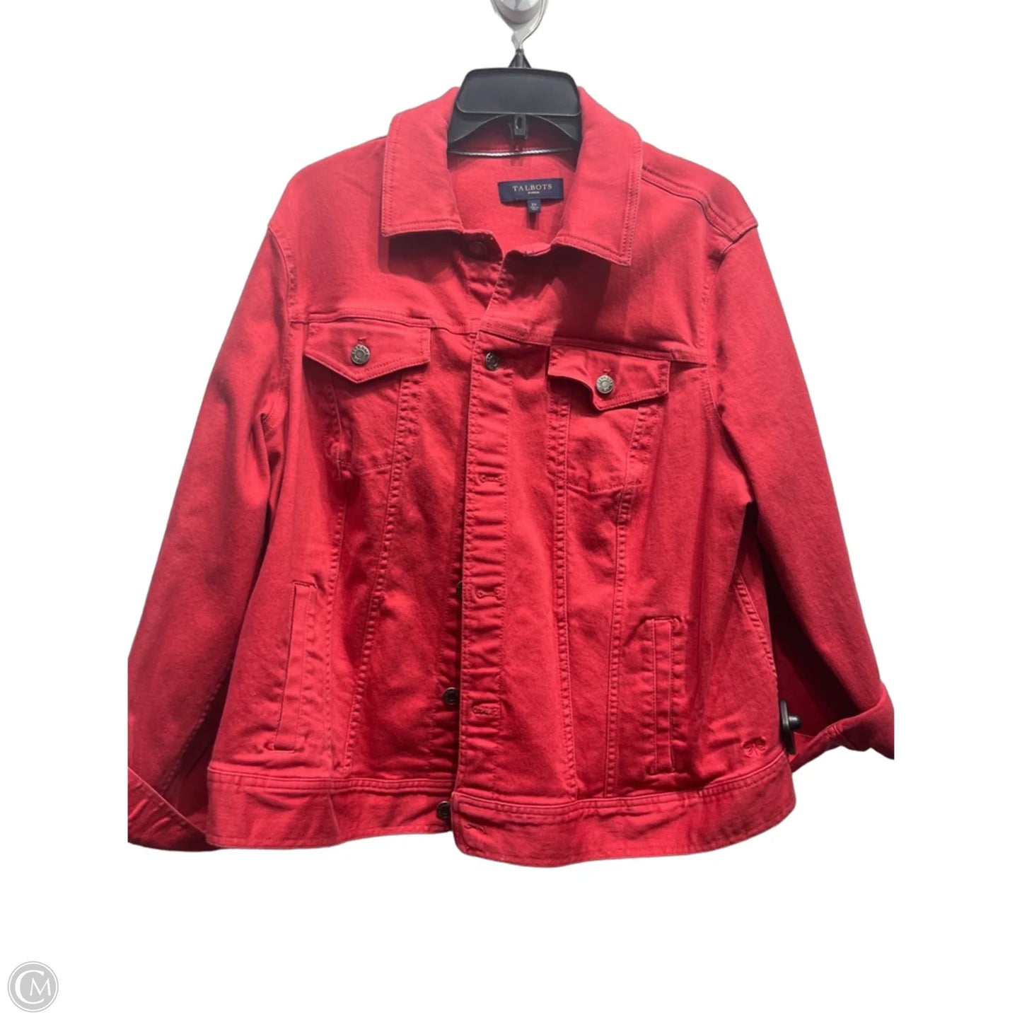 Jacket Denim By Talbots In Red, Size: 2x