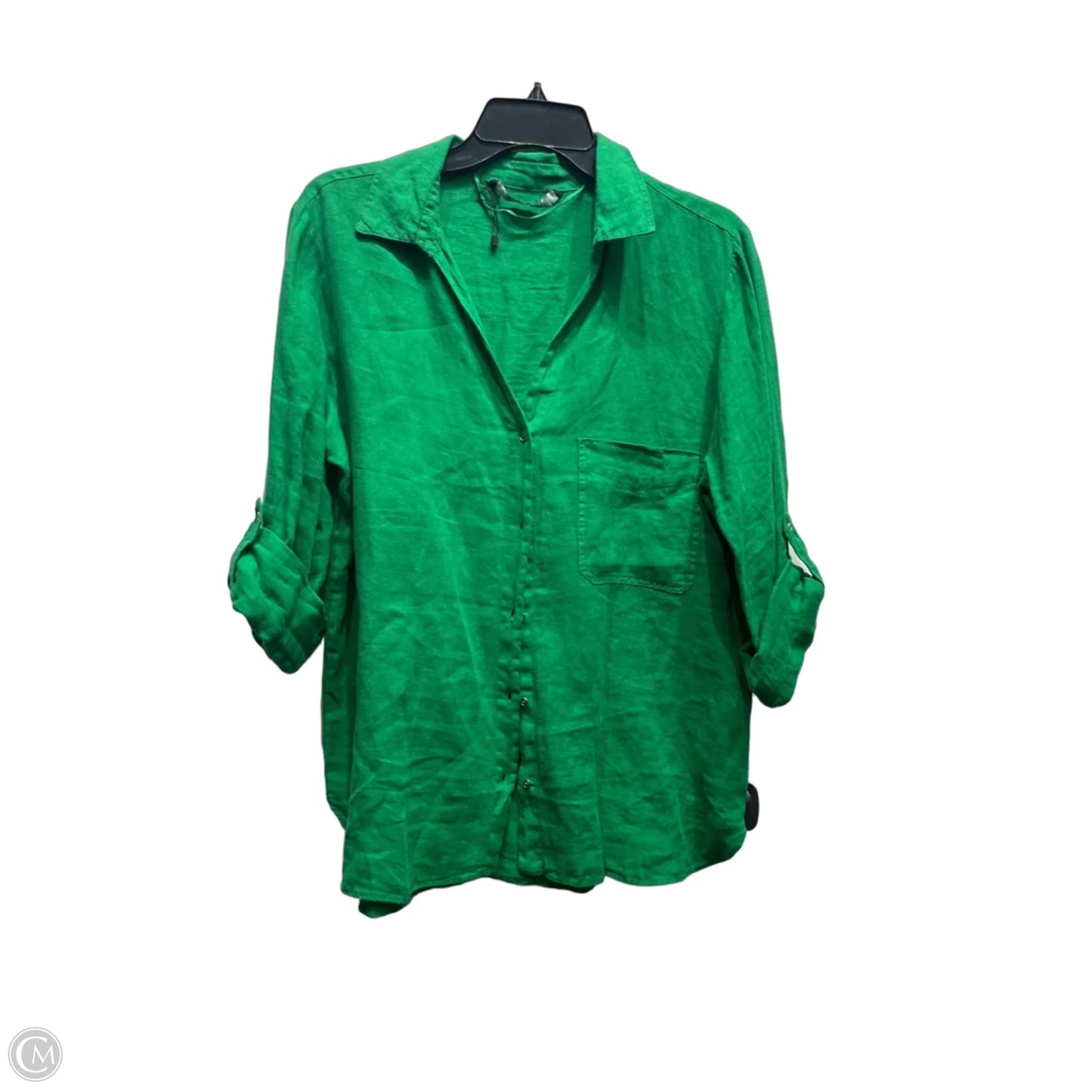 Top 3/4 Sleeve By Zara In Green, Size: Xl
