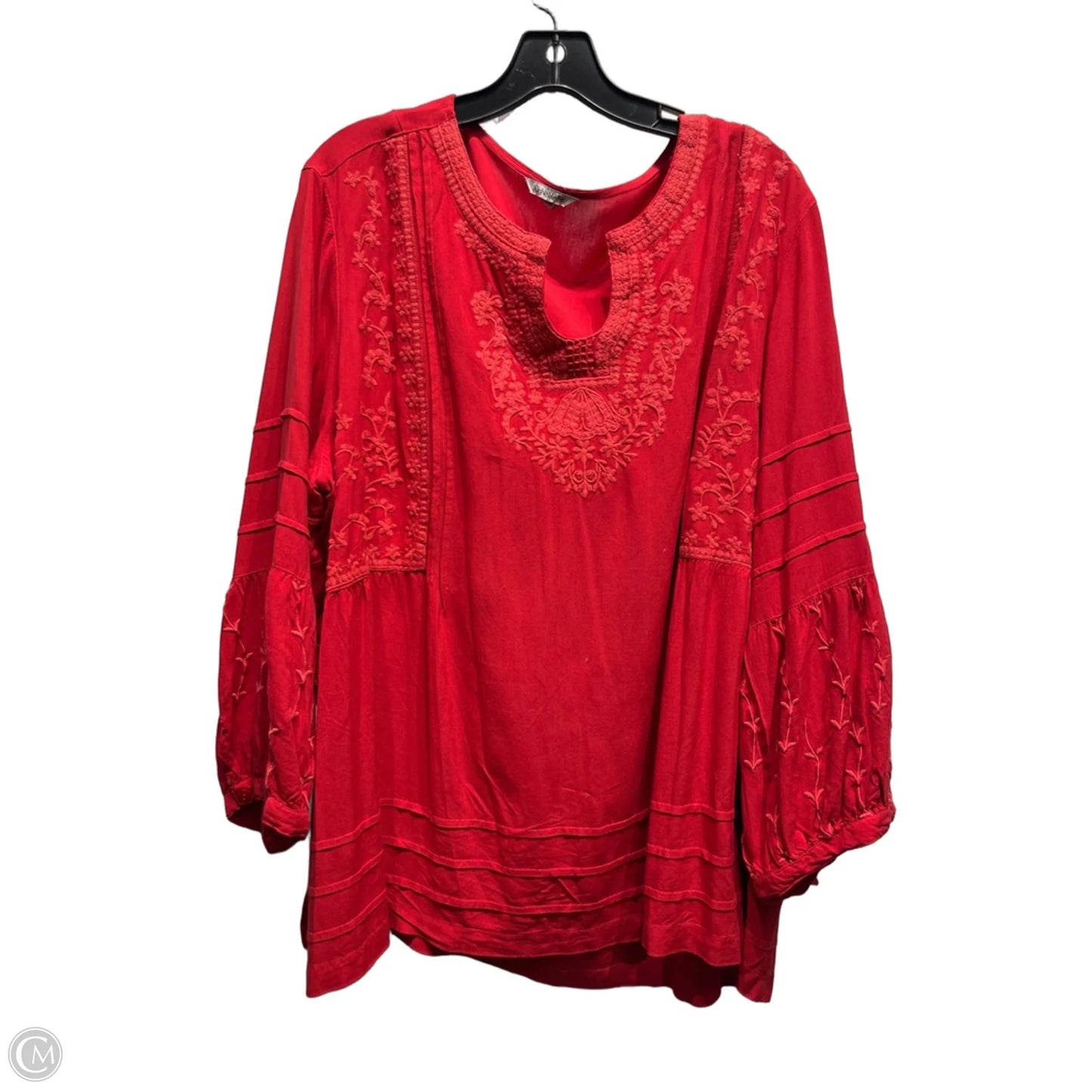Top Long Sleeve By John Mark In Red, Size: 2x