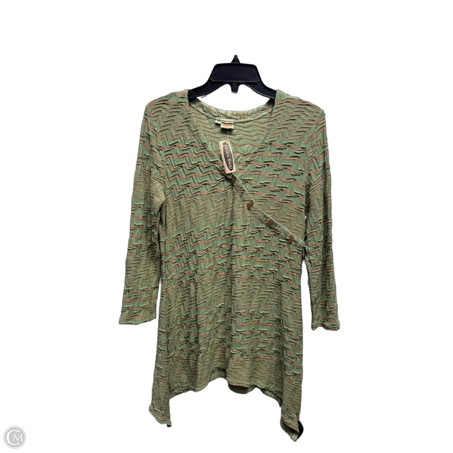 Top 3/4 Sleeve By Tianello In Green, Size: S