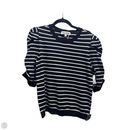 Top Short Sleeve By Dkny In Black & White, Size: L