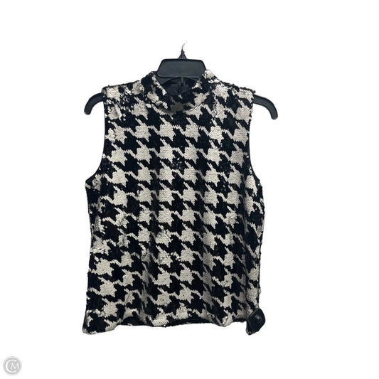 Blouse Sleeveless By Ann Taylor In Black & White, Size: S