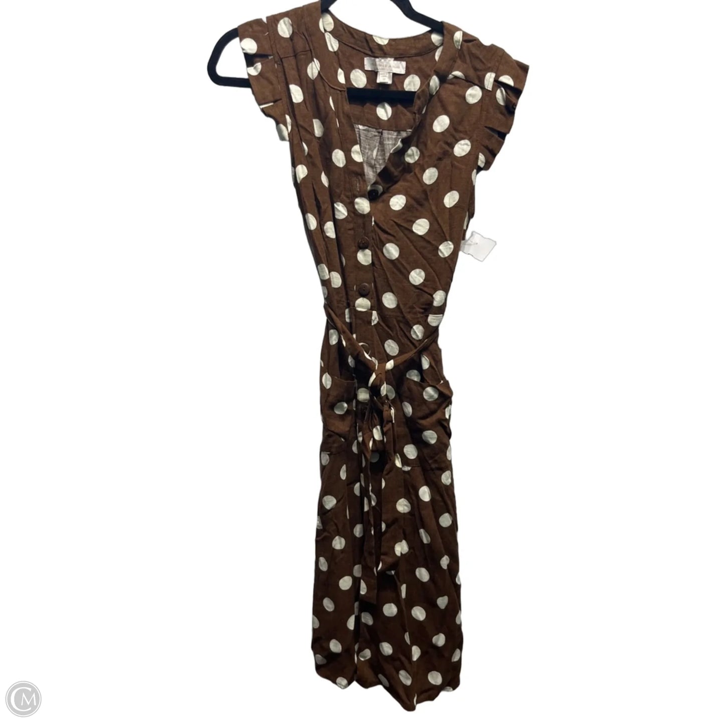 Dress Casual Midi By Monteau In Brown & White, Size: M