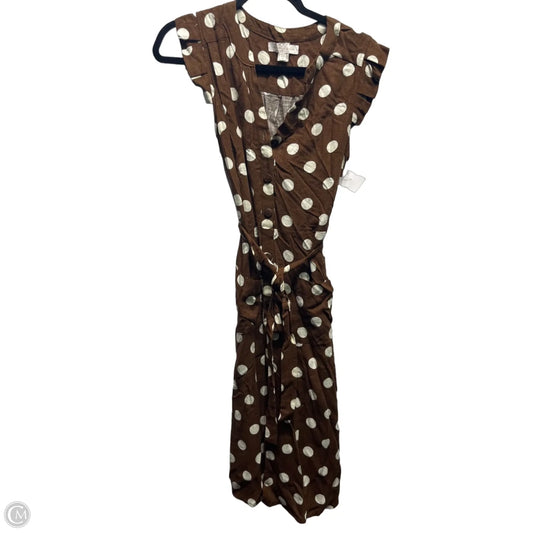 Dress Casual Midi By Monteau In Brown & White, Size: M