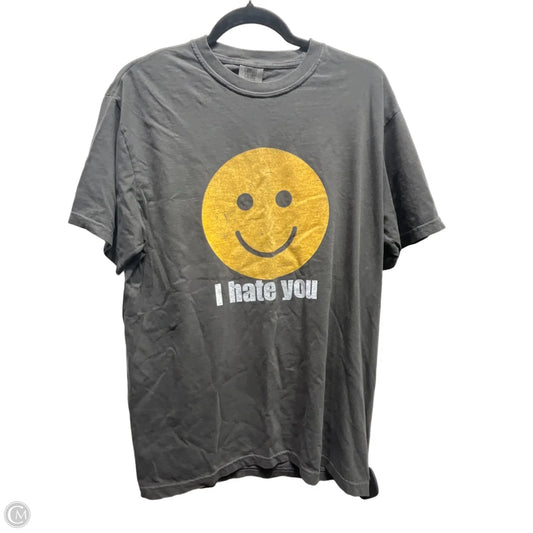 Top Short Sleeve Basic By Comfort Colors In Grey & Yellow, Size: L