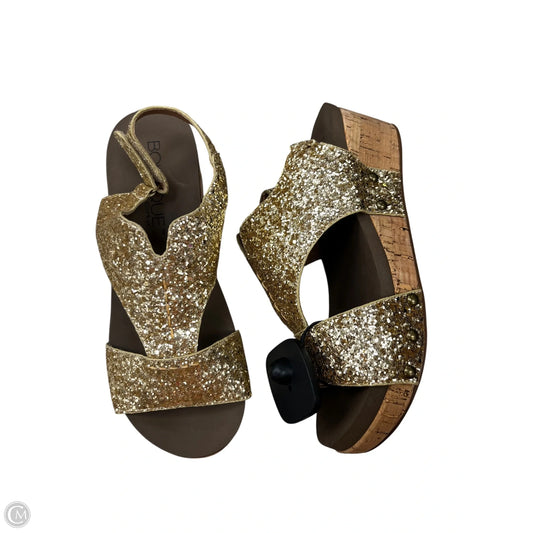 Sandals Heels Wedge By Corkys In Gold, Size: 8