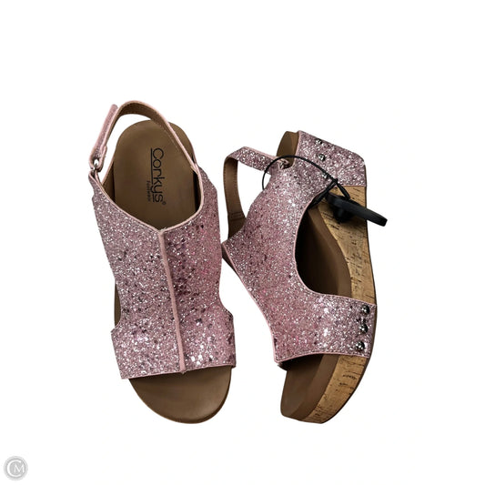 Sandals Heels Wedge By Corkys In Pink, Size: 8