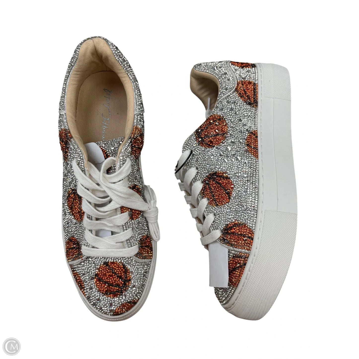 Shoes Sneakers By Betsey Johnson In Orange & White, Size: 9