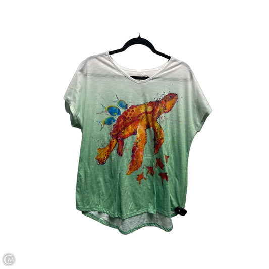 Top Short Sleeve By Leoma Lovegrove In Green & White, Size: Xl