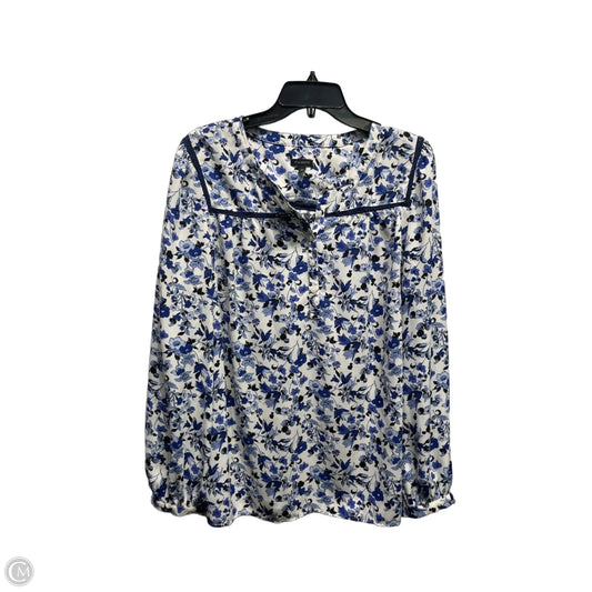 Top Long Sleeve By Talbots In Blue & White, Size: Xl