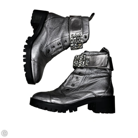 Boots Designer By Karl Lagerfeld In Silver, Size: 8.5