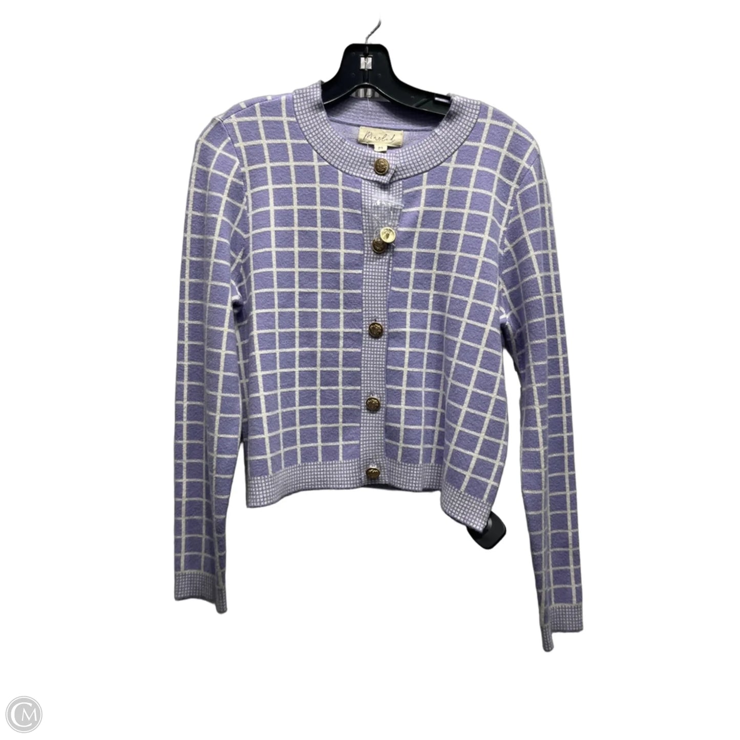 Sweater Cardigan By Marled In Purple & White, Size: M