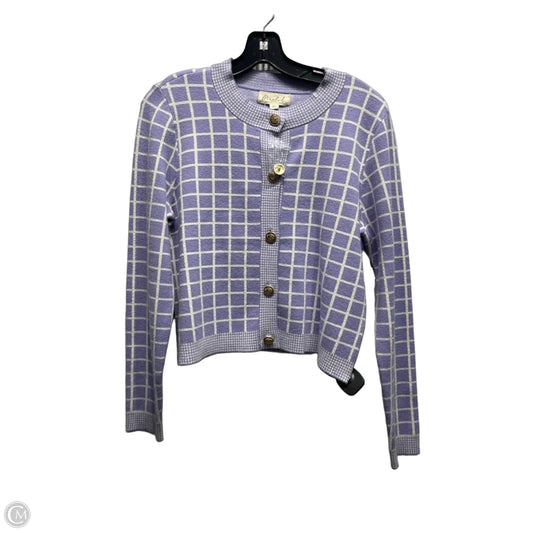Sweater Cardigan By Marled In Purple & White, Size: M