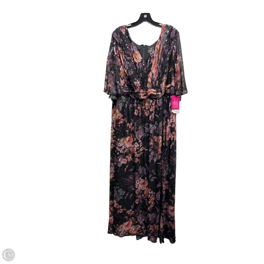 Dress Party Long By Adrianna Papell In Black & Purple, Size: 22