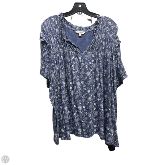 Top Short Sleeve By Lucky Brand In Blue & White, Size: 2x