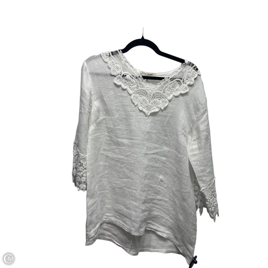 Top 3/4 Sleeve By M Made In Italy In White, Size: L