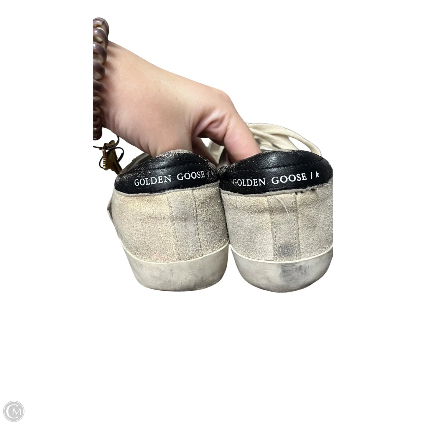Shoes Luxury Designer By Golden Goose In Black & Silver, Size: 7
