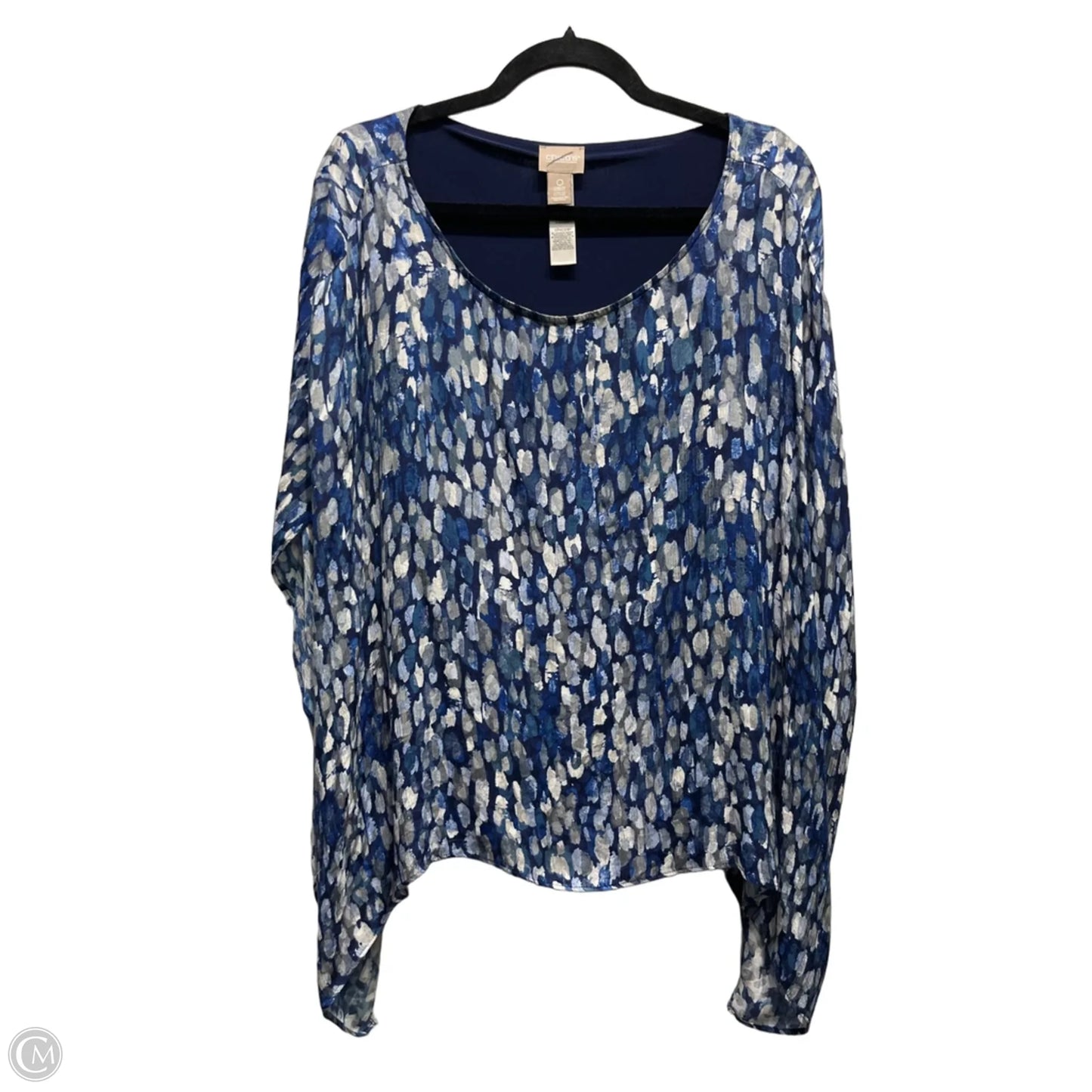 Top Short Sleeve By Chicos In Blue & White, Size: S