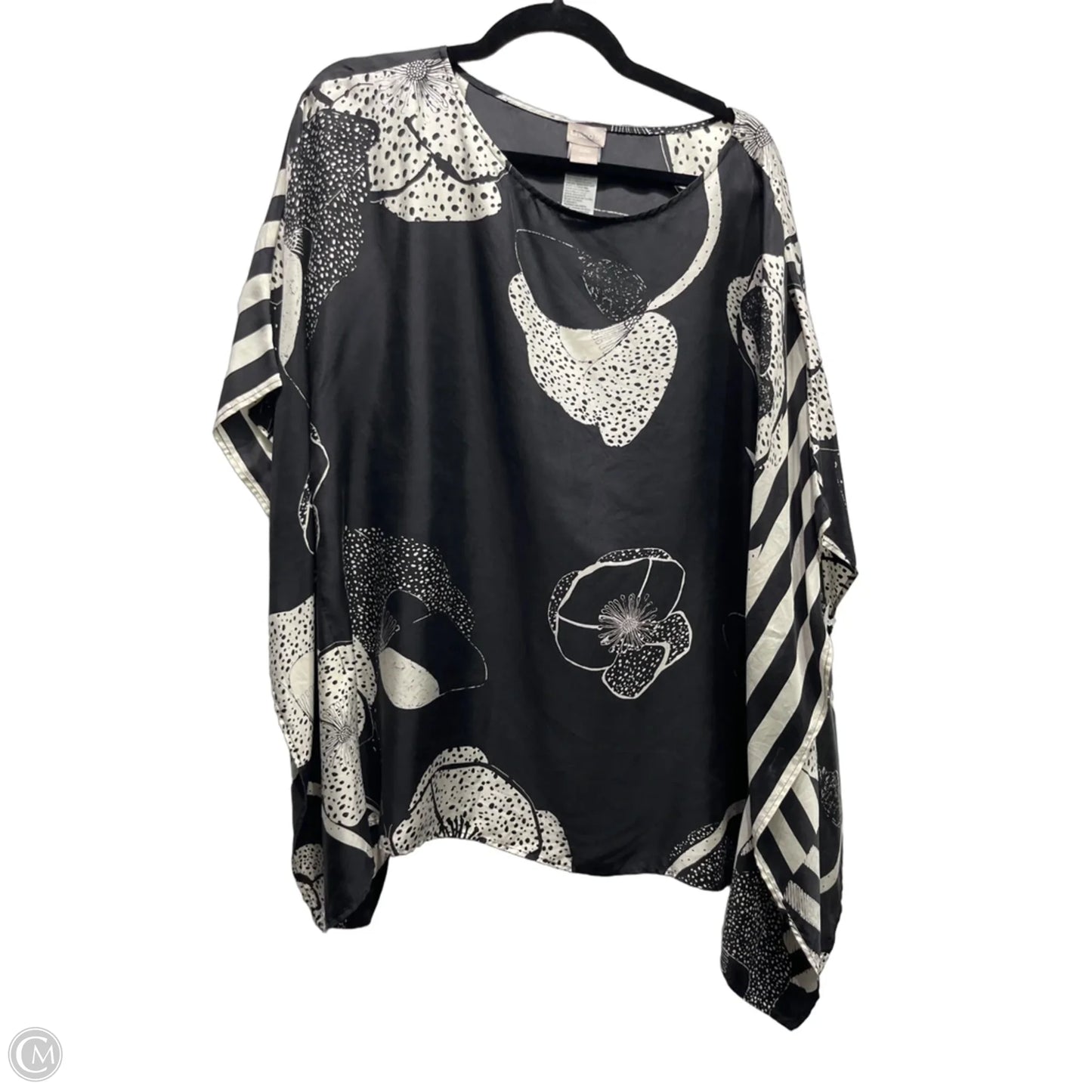 Blouse Short Sleeve By Chicos In Black & White, Size: M