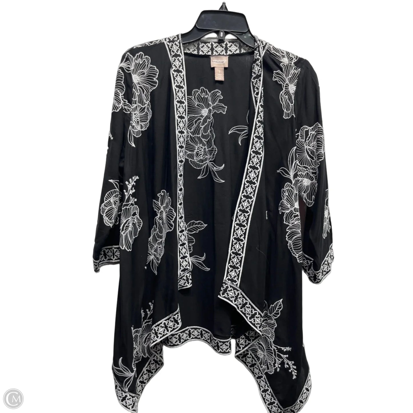 Cardigan By Chicos In Black & White, Size: M