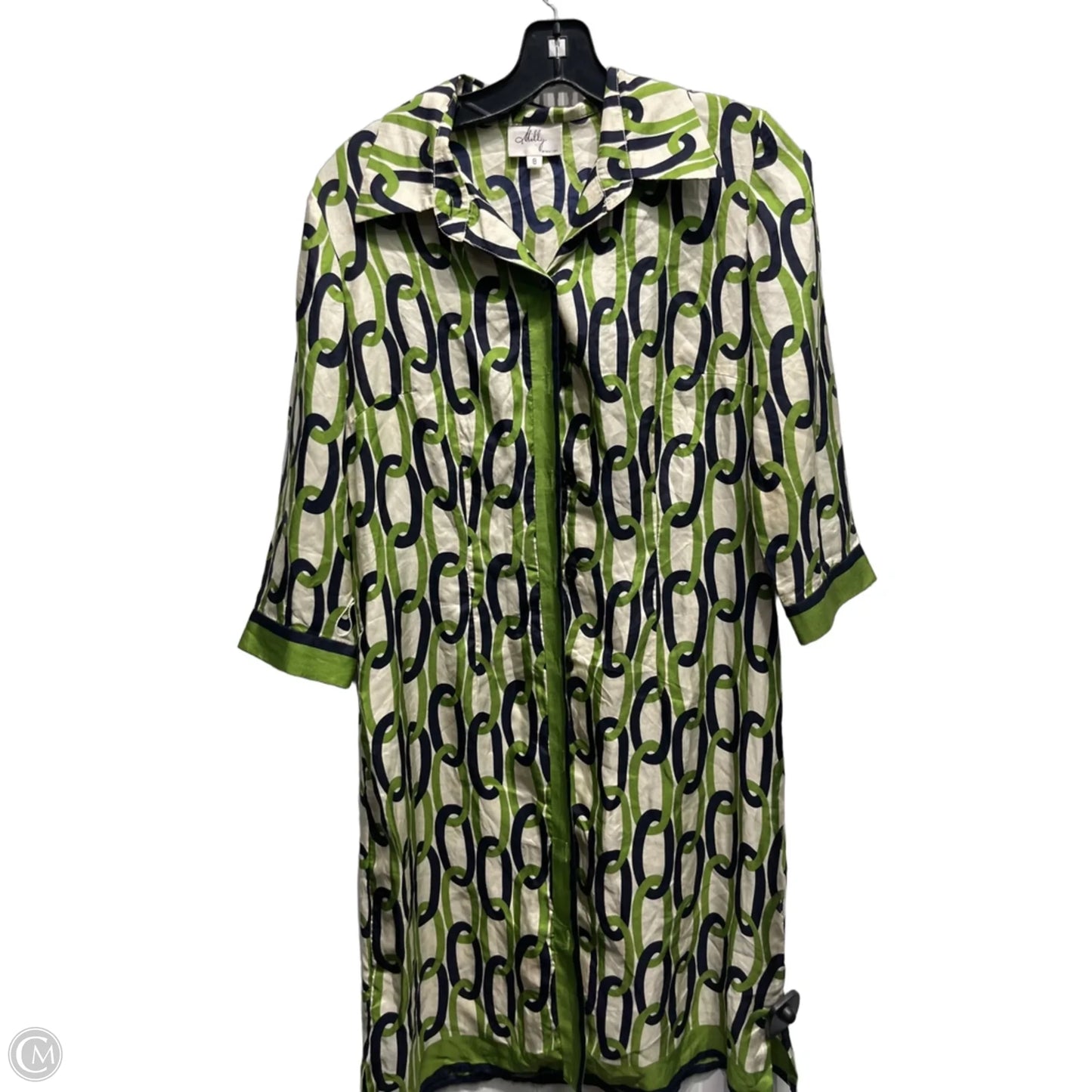 Dress Designer By Milly In Cream & Green, Size: 8