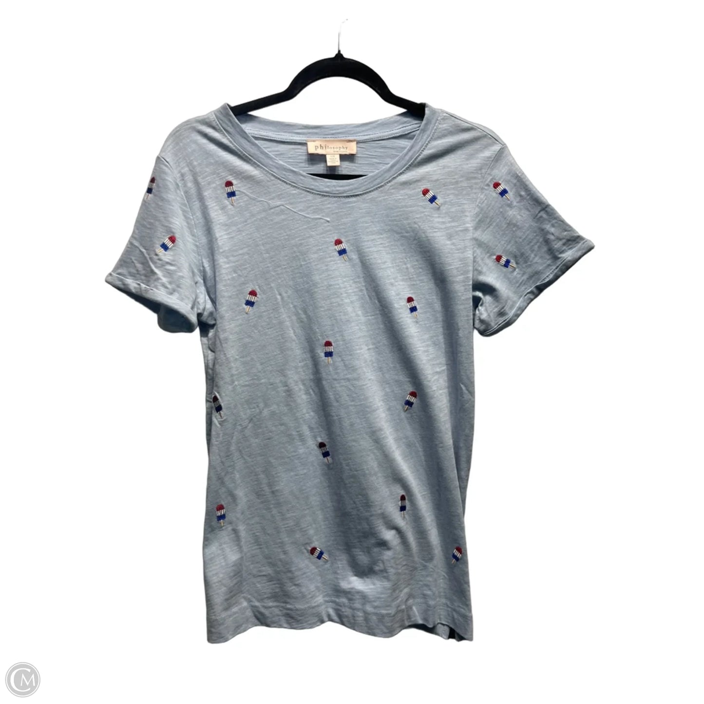 Top Short Sleeve By Philosophy In Blue & Red, Size: L