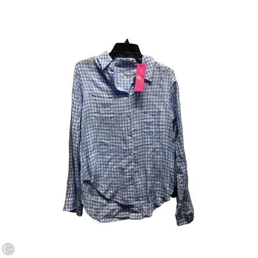 Top Long Sleeve Designer By Lilly Pulitzer In Blue & White, Size: Xs
