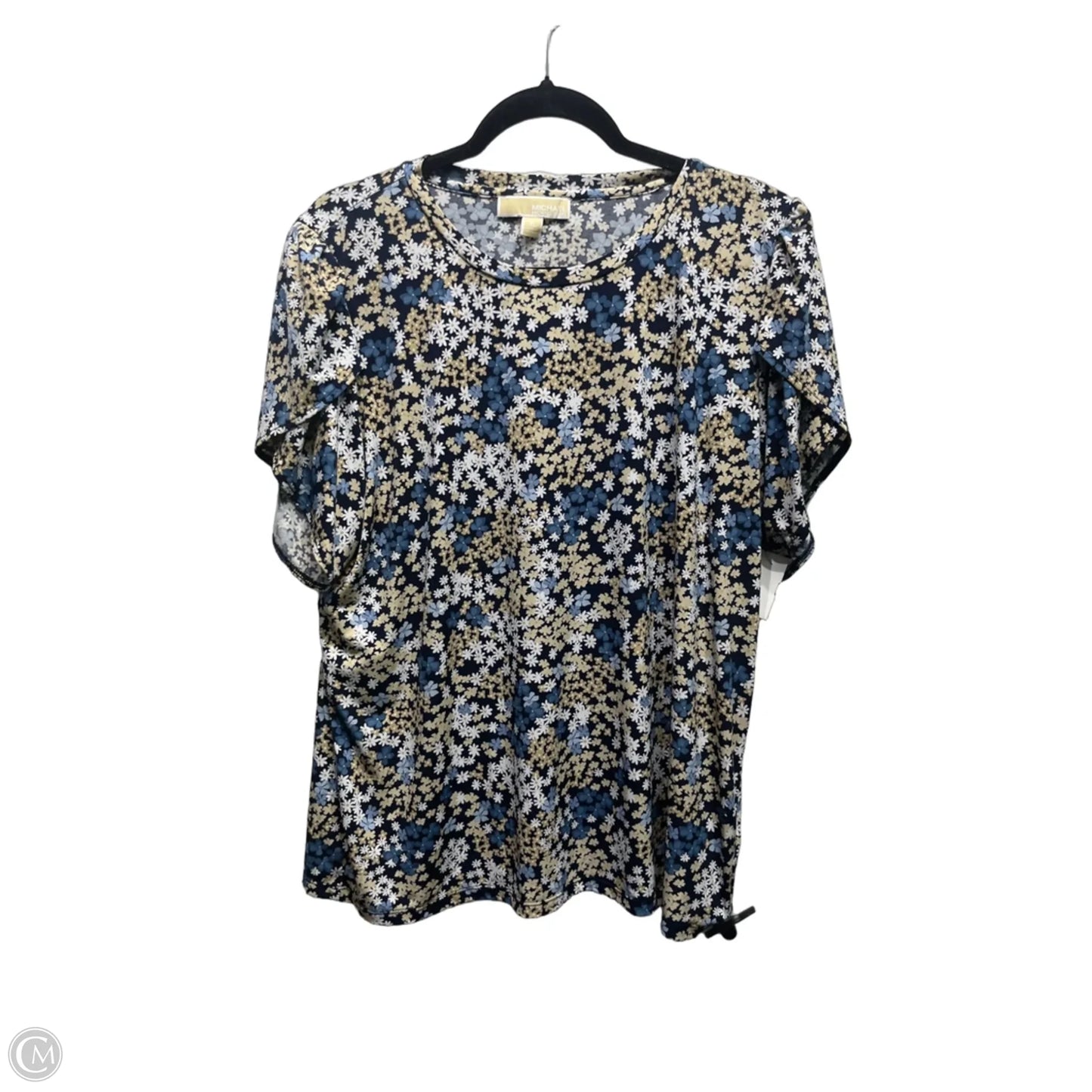 Top Short Sleeve By Michael By Michael Kors In Blue & Tan, Size: Xl